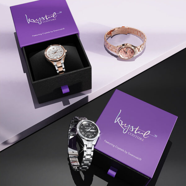 Lustrous Rose Gold Pink Watch Embellished With SWAROVSKI¬Ã† Crystals - Image 13