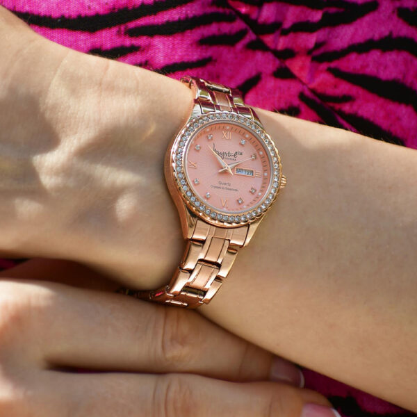 Lustrous Rose Gold Pink Watch Embellished With SWAROVSKI¬Ã† Crystals - Image 7
