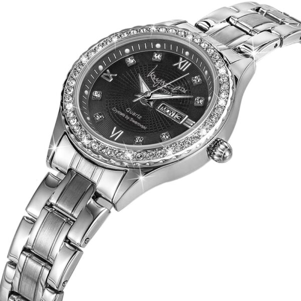 Lustrous White Gold on Black Watch Embellished With SWAROVSKI¬Ã† Crystals
