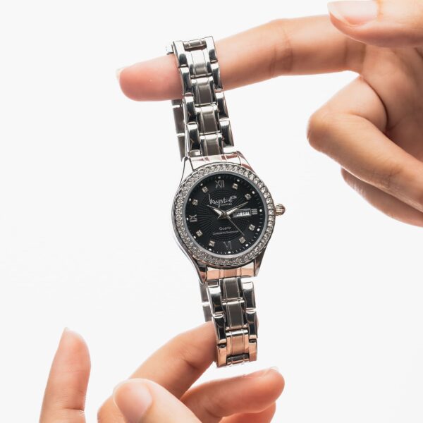 Lustrous White Gold on Black Watch Embellished With SWAROVSKI¬Ã† Crystals - Image 2