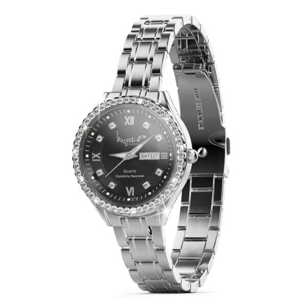 Lustrous White Gold on Black Watch Embellished With SWAROVSKI¬Ã† Crystals - Image 4