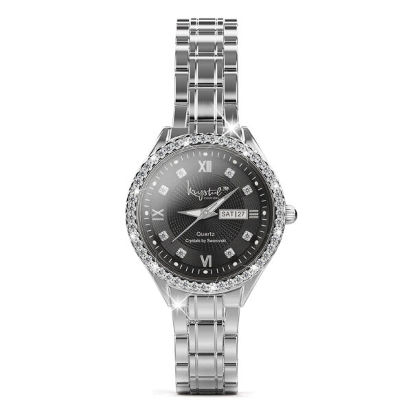 Lustrous White Gold on Black Watch Embellished With SWAROVSKI¬Ã† Crystals - Image 5