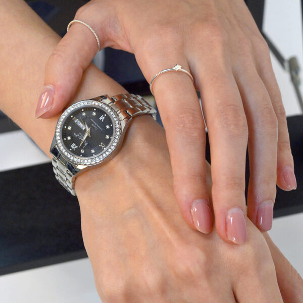 Lustrous White Gold on Black Watch Embellished With SWAROVSKI¬Ã† Crystals - Image 7