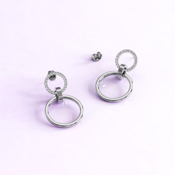 Orbit of Radiance Earrings Embellished with SWAROVSKI® Crystal in White Gold - Image 2