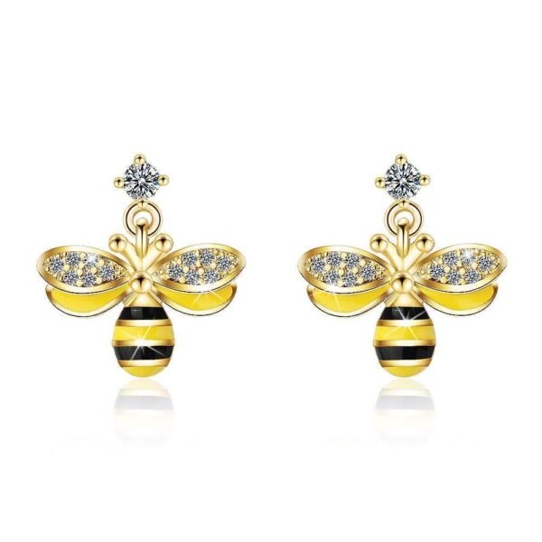 Golden Honey Bee Dangle Earrings