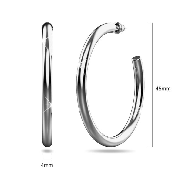 Silver Open Cut C-Hoop Earrings - Image 3