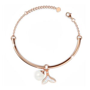Tale of the Sea Bangle Bracelet in Rose Gold Plated Titanium with Genuine 0.005ct Diamond
