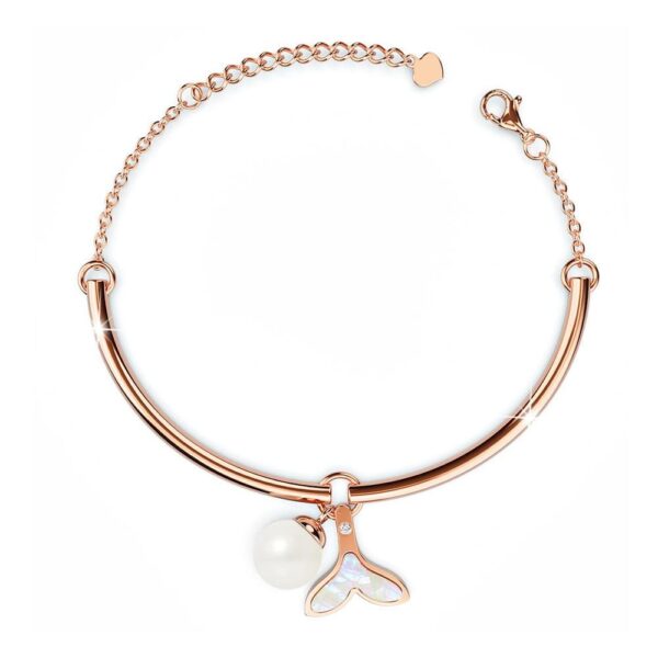 Tale of the Sea Bangle Bracelet in Rose Gold Plated Titanium with Genuine 0.005ct Diamond