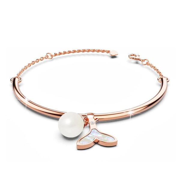 Tale of the Sea Bangle Bracelet in Rose Gold Plated Titanium with Genuine 0.005ct Diamond - Image 2