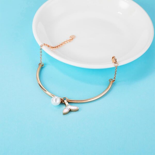 Tale of the Sea Bangle Bracelet in Rose Gold Plated Titanium with Genuine 0.005ct Diamond - Image 4