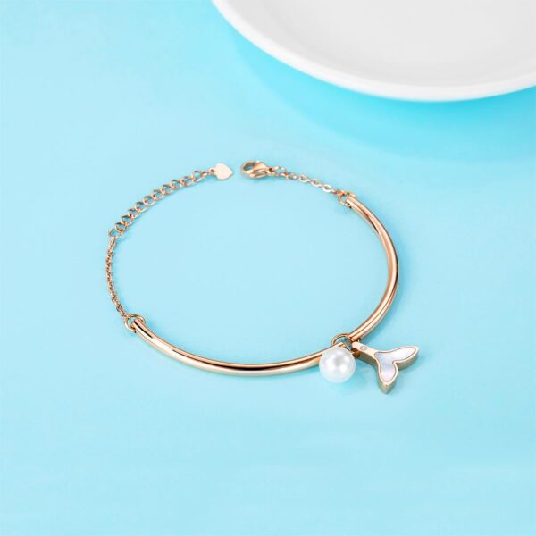 Tale of the Sea Bangle Bracelet in Rose Gold Plated Titanium with Genuine 0.005ct Diamond - Image 5