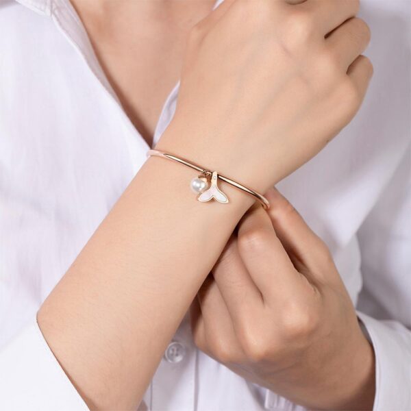 Tale of the Sea Bangle Bracelet in Rose Gold Plated Titanium with Genuine 0.005ct Diamond - Image 7