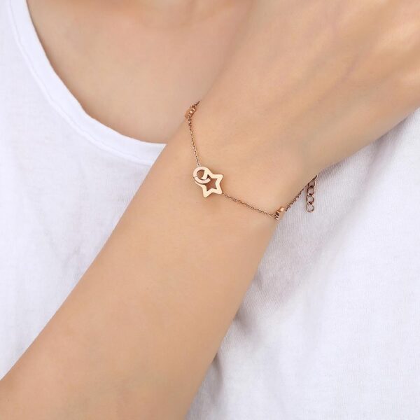 Guiding Stars Bracelet in Rose Gold Plated Titanium with Genuine 0.005ct Diamond - Image 6