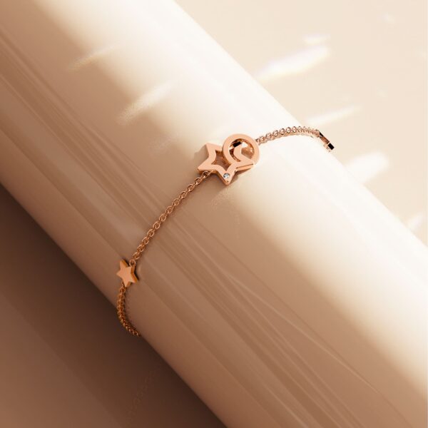 Guiding Stars Bracelet in Rose Gold Plated Titanium with Genuine 0.005ct Diamond - Image 4