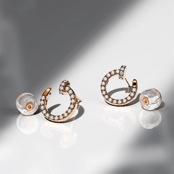 Sparkles in the Abyss Diamond Stud Earrings Encased in 18k Rose Gold - Image 2