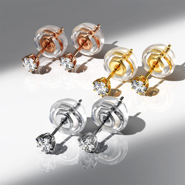 0.1ct Starlit Solitaire Diamond Stud Earrings Encased in 18k Rose Gold - Image 3