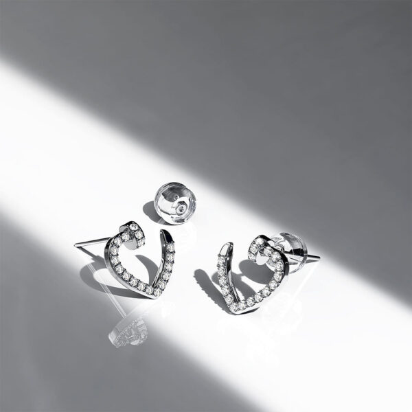 Devotion in the Abyss Diamond Stud Earrings Encased in 18k White Gold - Image 2