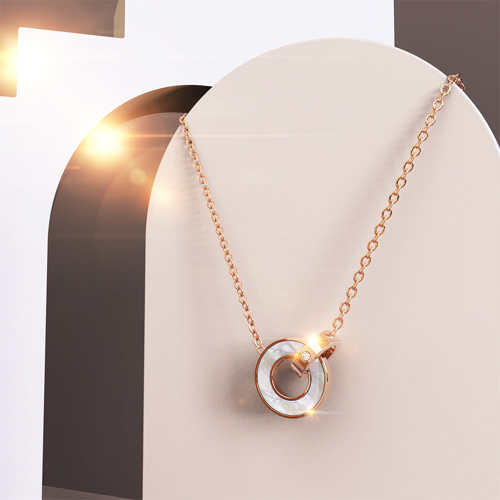 Forever Entwined Necklace in Rose Gold Plated Titanium with Genuine 0.005ct Diamond - Image 3