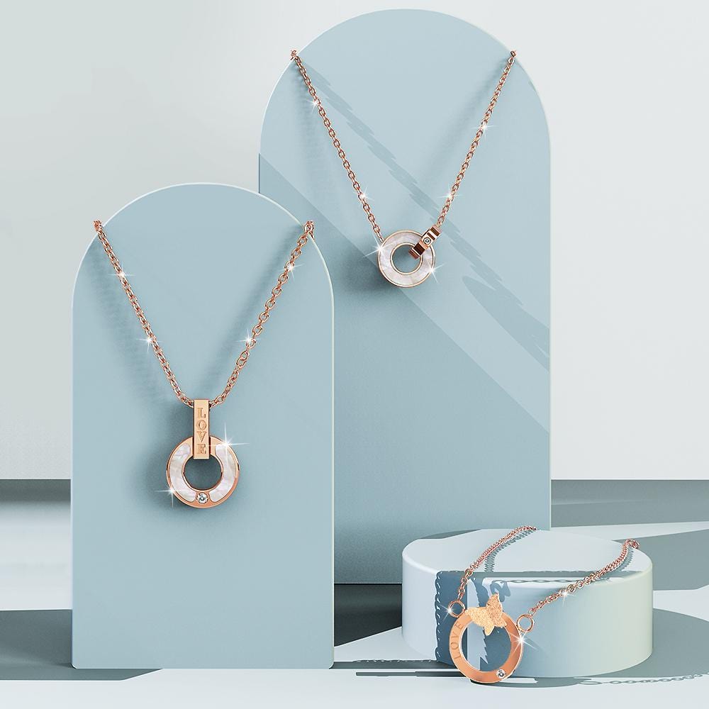 Forever Entwined Necklace in Rose Gold Plated Titanium with Genuine 0.005ct Diamond - Image 9