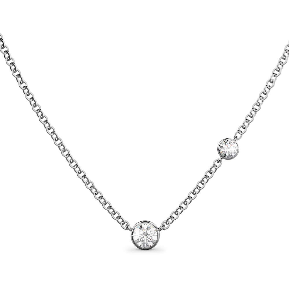 Asymmetrical Diamond Elegance Necklace Encased in 18k White Gold