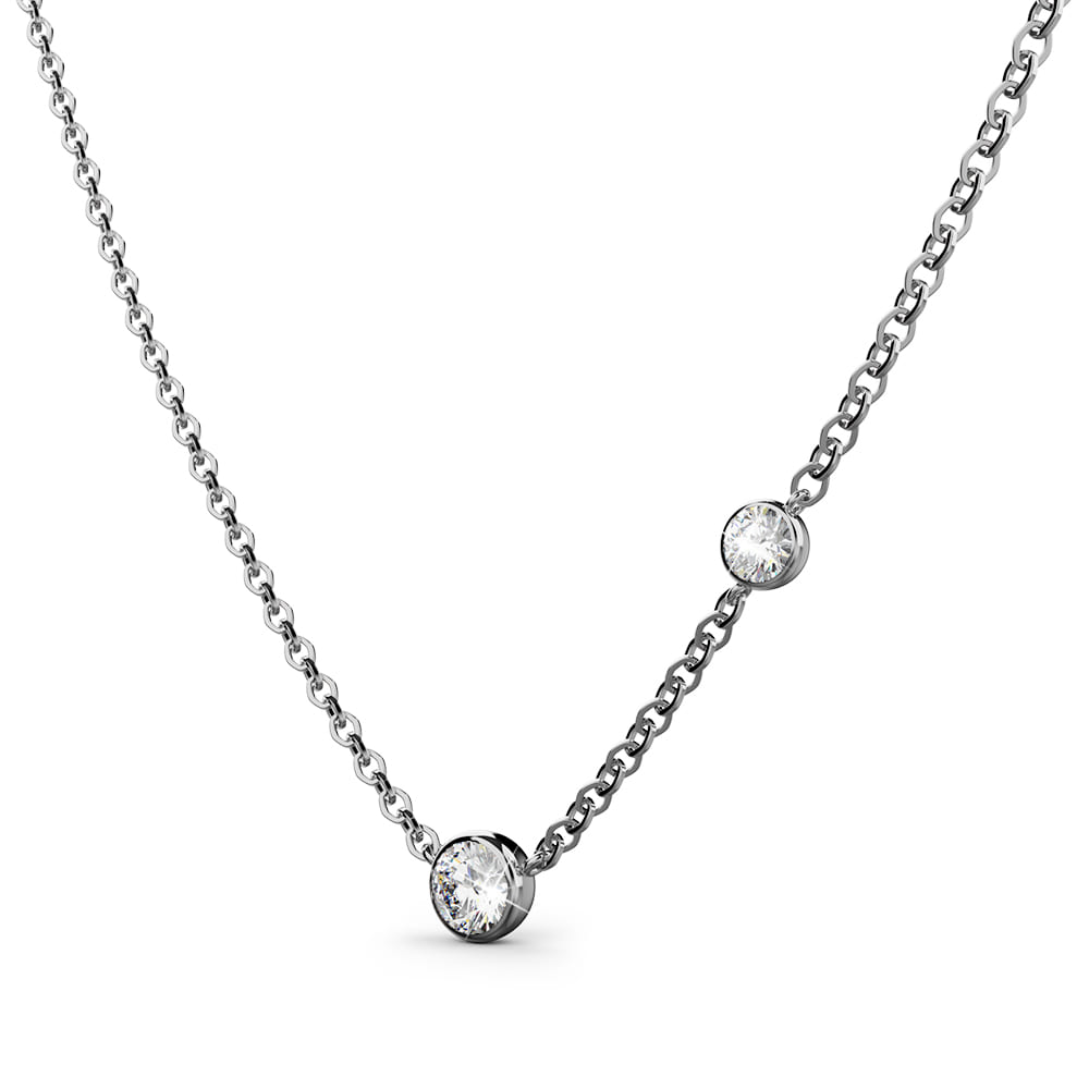 Asymmetrical Diamond Elegance Necklace Encased in 18k White Gold - Image 2
