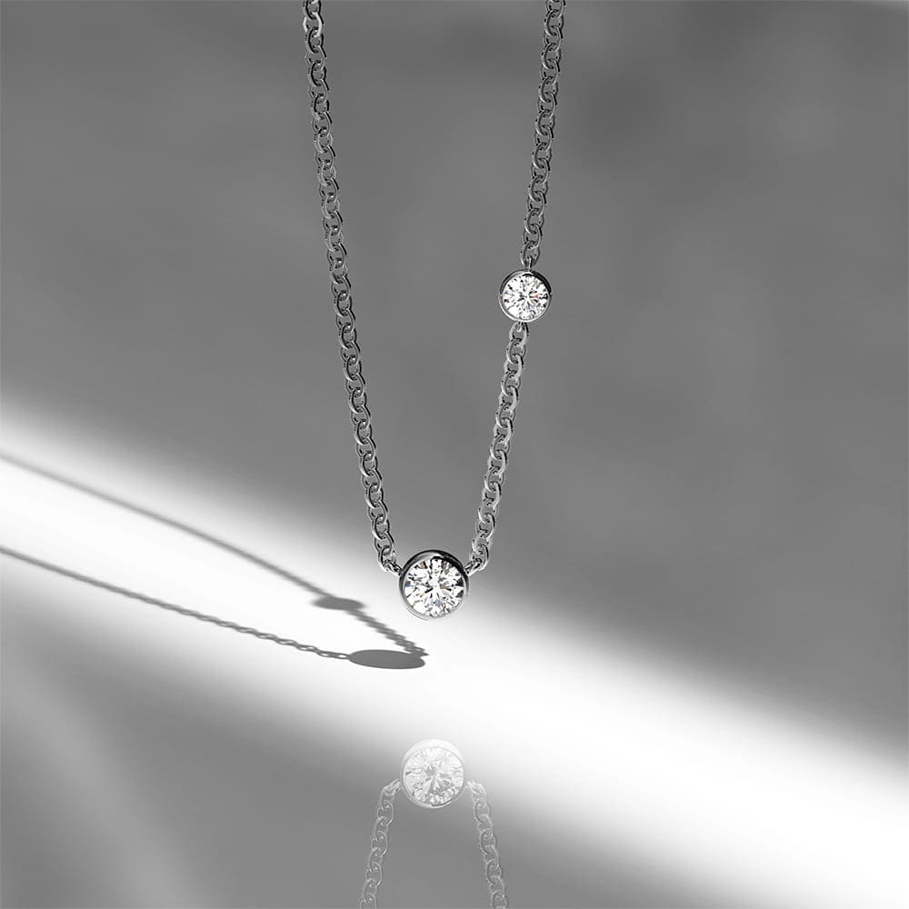 Asymmetrical Diamond Elegance Necklace Encased in 18k White Gold - Image 3