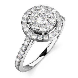 Intricate Chaos Diamond Ring Encased in 18k White Gold