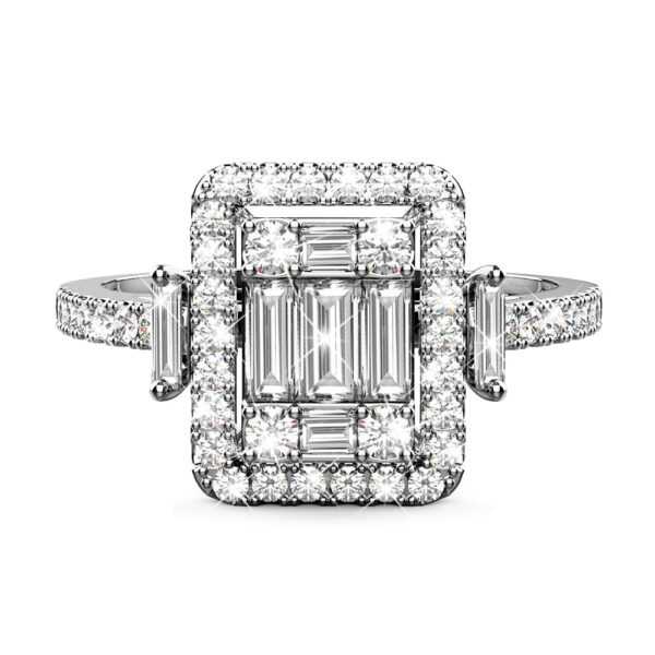 Radiant Chaos Diamond Ring Encased in 18k White Gold - Image 2