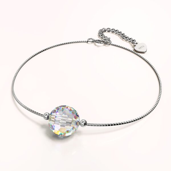 Solid 925 Sterling Silver Round-Shaped Single Stone White Gold Filled Bracelet Embellished with Crystals from SWAROVSKI¬Ã† - Image 2
