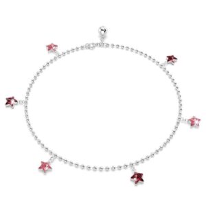 Solid 925 Sterling Silver Star Charm Anklet