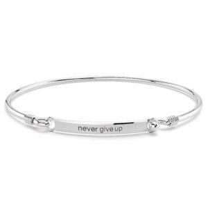 Solid 925 Sterling Silver Never Give Up Bangle