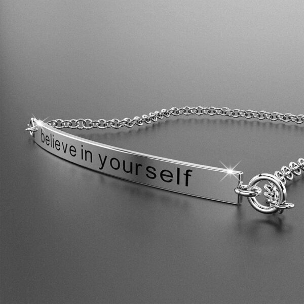 Solid 925 Sterling Silver Bar Bracelet Believe In Yourself - Image 2