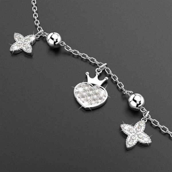 Solid 925 Sterling Silver Adjustable Charmed Bracelet - Image 2