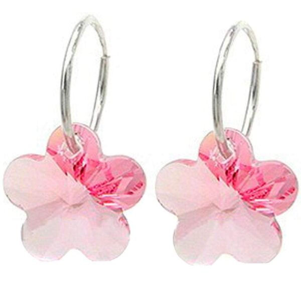 Solid 925 Sterling Silver Pink Sleepers Embellished with SWAROVSKI¬Ã† Crystals