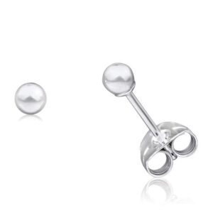 Solid 925 Sterling Silver Silver Ball Studs