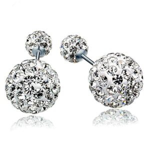 Solid 925 Sterling Silver Silver Sparkle By Duo Earrings
