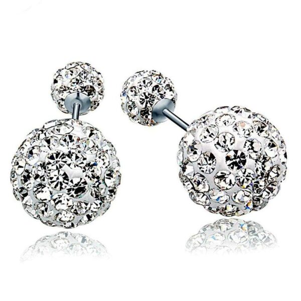 Solid 925 Sterling Silver Silver Sparkle By Duo Earrings