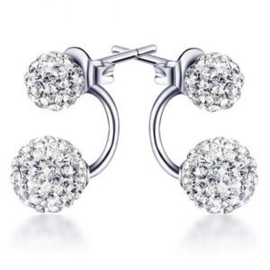 Solid 925 Sterling Silver Deuce Silver Shamballa Earrings