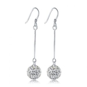 Solid 925 Sterling Silver Shamballa Fish Hook Earrings