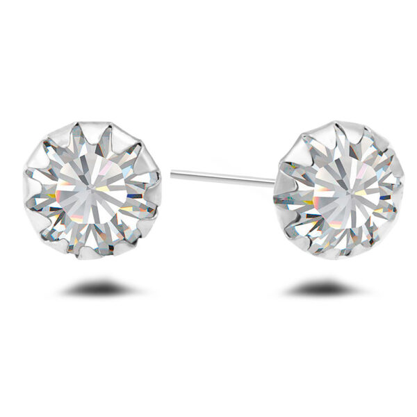 Solid 925 Sterling Silver Crystal Studs
