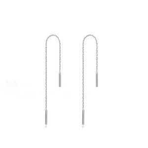 Solid 925 Sterling Silver Chain Drop Earrings