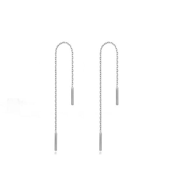 Solid 925 Sterling Silver Chain Drop Earrings
