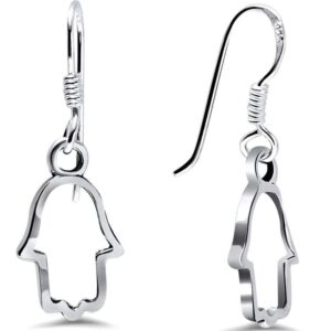 Solid 925 Sterling Silver Hand Hook Backs Earrings