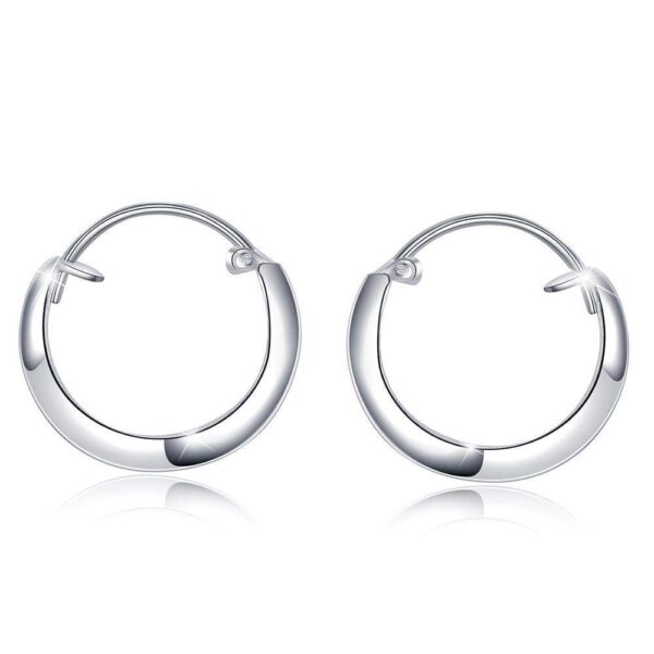 Solid 925 Sterling Silver Classic V-Line Hoop Earrings 12mm - Image 2