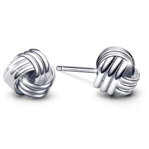 Solid 925 Sterling Silver 3 Strand Knot Earrings