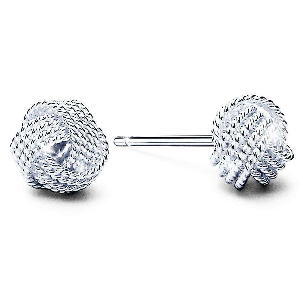 Solid 925 Sterling Silver 4 Strand Knot Earrings 7mm