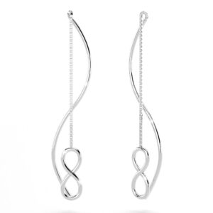 Solid 925 Sterling Silver Infinity Dangle Earrings