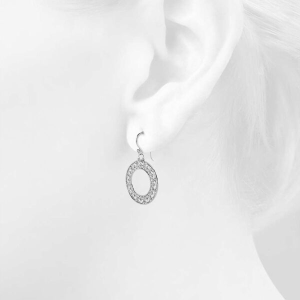 Solid 925 Sterling Silver Vintage Filigree Dangle Earrings - Image 3