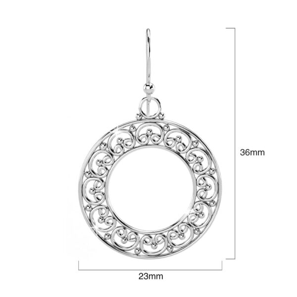 Solid 925 Sterling Silver Vintage Filigree Dangle Earrings - Image 4