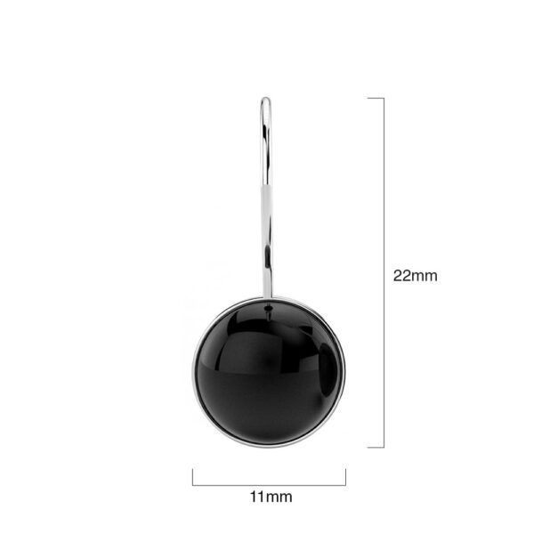 Solid 925 Sterling Silver Black Onyx Earrings Round Cabochon - Image 4